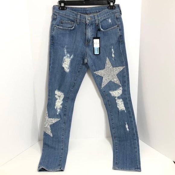 Carmar Denim - NWT  CARMAR MIA Silver Rhinestones Star Jeans 27